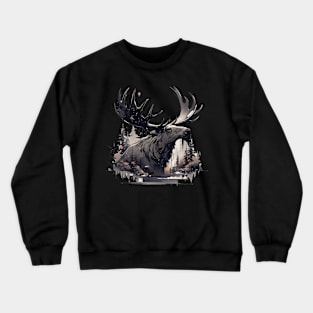 Elk deer nature Scandinavian forest Crewneck Sweatshirt